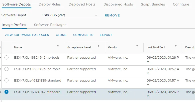 ESXi 7b in Software Depot